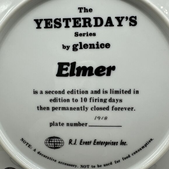VTG Decorative Plate "Elmer” Little Boy Going Potty Yesterdays Series by Glenice - Picture 3 of 5